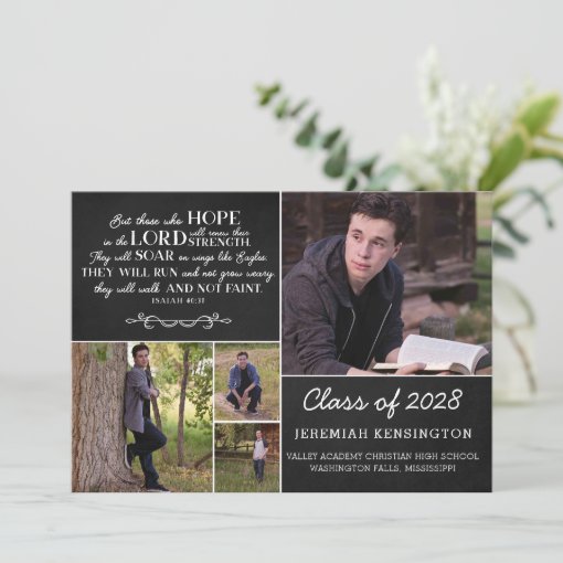 Christian Bible Verse Graduation Multiple Photo Invitation | Zazzle