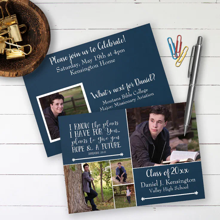 Christian Bible Verse Graduation Photo Collage Invitation Zazzle