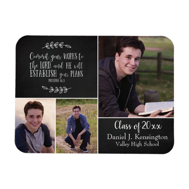 Christian Bible Verse Graduation Photo Collage Magnet (Horizontal)