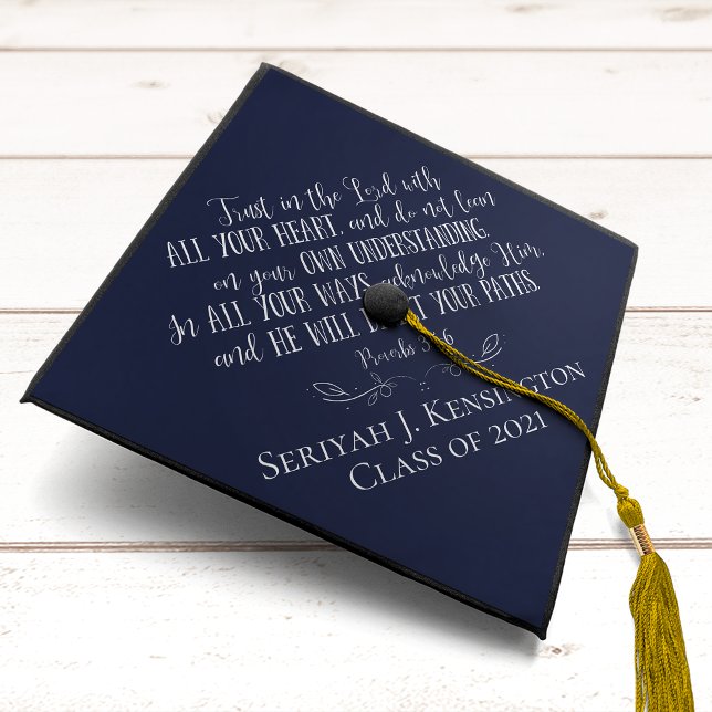 Christian Bible Verse Graduation Typography Graduation Cap Topper (Creator Uploaded)