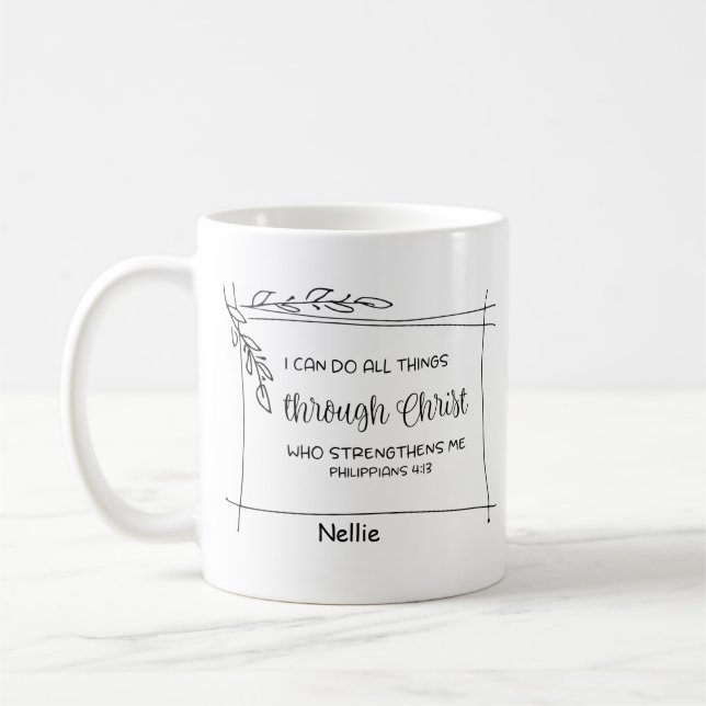 Christian Bible Verse I Can Do All Things Coffee Mug (Left)