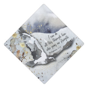 Christian Bible Verse Inspirational Watercolor Graduation Cap Topper