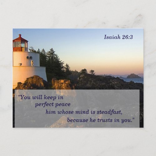 Christian Bible Verse Isaiah 263 Peace Postcard