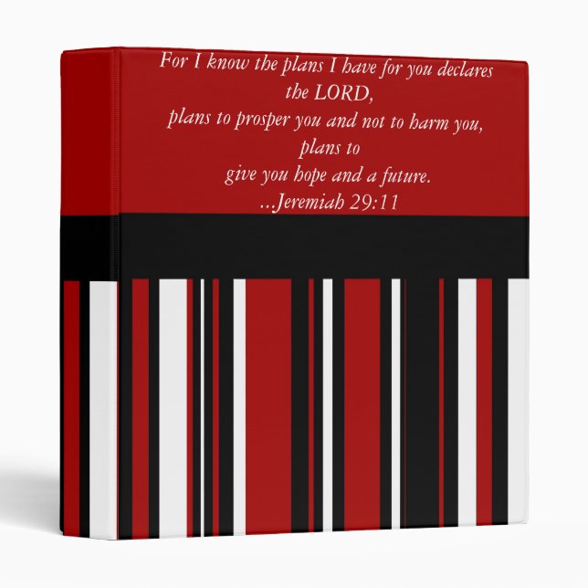 Christian Bible Verse Jeremiah 29:11 Scripture 3 Ring Binder (Front/Spine)