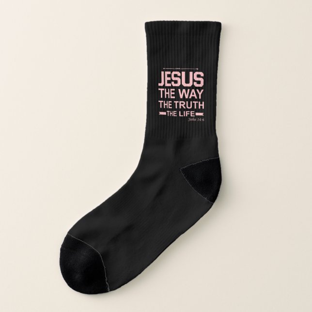 Christian Bible Verse Jesus Way Truth Life Socks (Left Outside)