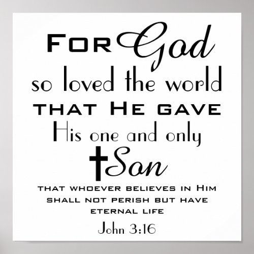 Christian Bible Verse John 316 Poster