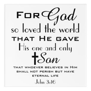 Christian Bible Verse John 3:16 Wall Art