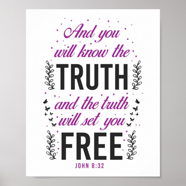 Christian Bible Verse John 8:32 Poster (Front)