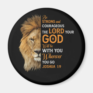 Christian Bible Verse Joshua 1 9 Lion Faith Magnet