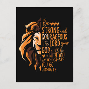 Christian Bible Verse Joshua 1:9 Lion Holiday Postcard