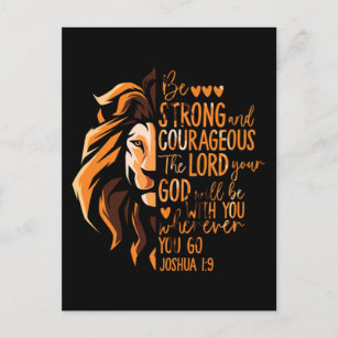 Christian Bible Verse Joshua 1:9 Lion Holiday Postcard