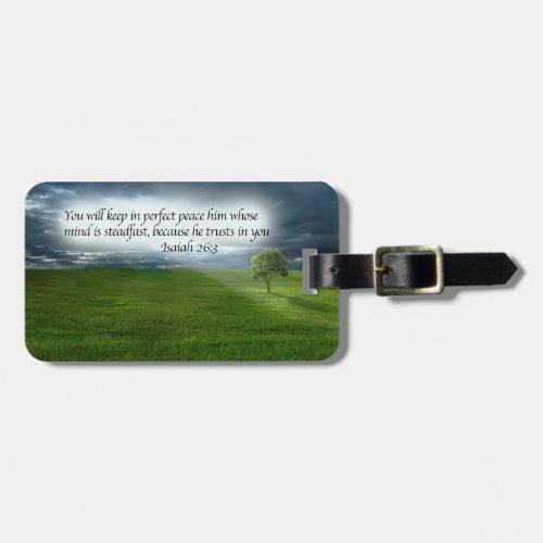 Christian Bible Verse Lone Tree Rays of Sunshine Luggage Tag