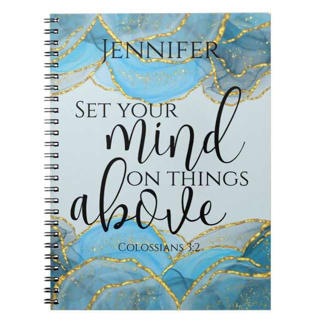 Christian Bible Verse Modern Elegant Agate Stone Notebook (Front)