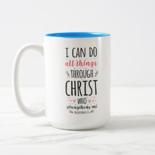 Christian Bible Verse Philippians 4:13 Two-Tone Coffee Mug