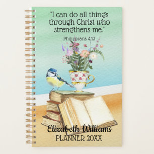 Christian Bible Verse Philippians Watercolor Bird Planner