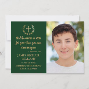 Christian Bible Verse Photo Green Graduation Announcement