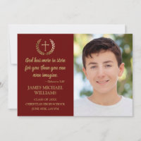 Christian Bible Verse Photo Maroon Boy Graduation