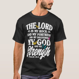 Christian Bible Verse Psalm 182 Flower Butterfly   T-Shirt