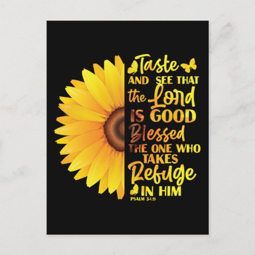 Christian Bible Verse Psalm 348 Sunflower Flower Holiday Postcard
