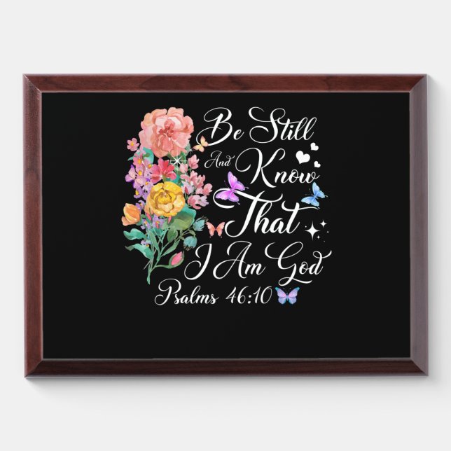 Christian Bible Verse Psalm 46:10 Flower Butterfly Award Plaque (Horizontal)