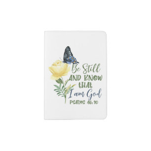 Christian Bible Verse Psalm 46:10 Flower Butterfly Passport Holder