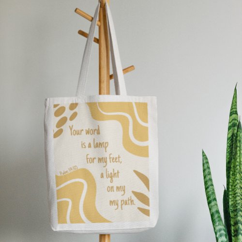 Christian Bible Verse Psalms 119105 Yellow Boho Grocery Bag