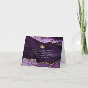 Christian Bible Verse Purple Gold Crown Letterpress Thank You Card