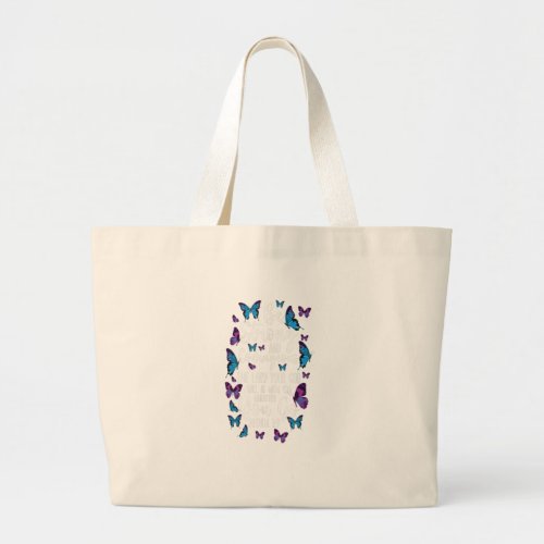 Christian Bible Verse Quote Butterfly Large Tote Bag