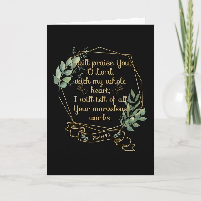 Christian Bible Verse Quote Psalm 9 1 Card (Front)