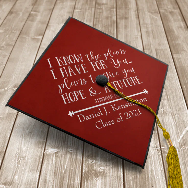 Christian Bible Verse Red Graduation Graduation Cap Topper | Zazzle