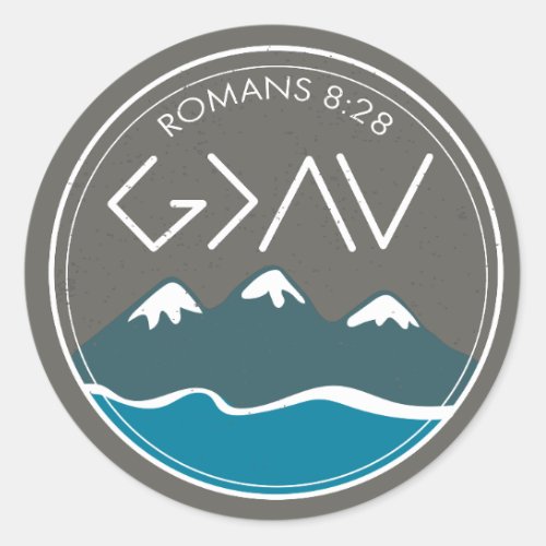 Christian Bible Verse Romans 828 God Is Greater Classic Round Sticker