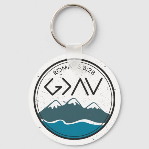 Christian Bible Verse Romans 828 God Is Greater Keychain