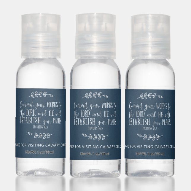 Christian Bible Verse Rustic Blue Chalkboard Hand Sanitizer (Set)