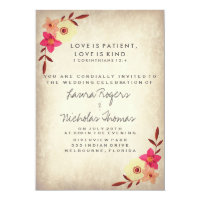 Christian Bible Verse Rustic Country Floral Invitation