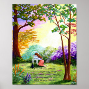 Christian Bible Verse Scripture Girl Cat Poster