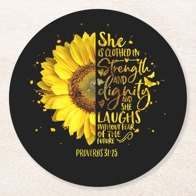 Christian Bible Verse Scripture Religious Round Paper Coaster (Front)