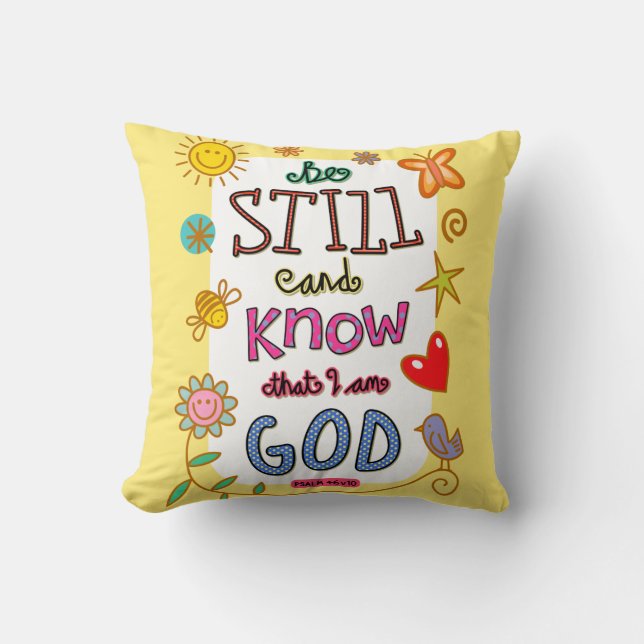 Christian Bible Verse Scripture Text Doodle Throw Pillow (Front)