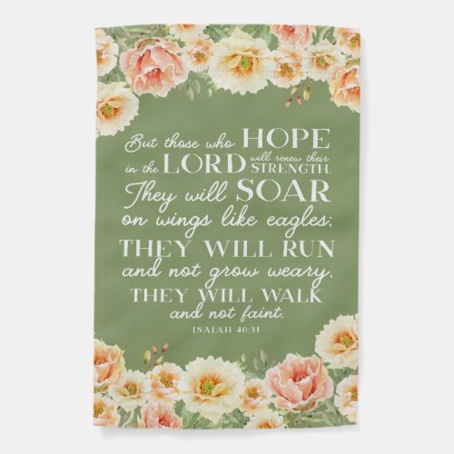 Christian Bible Verse Spring Peach Floral Garden Flag