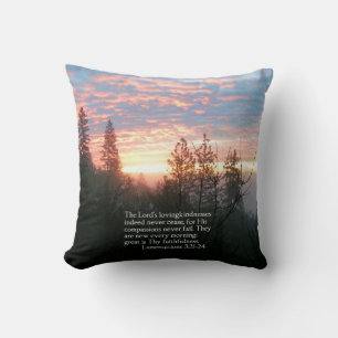 Christian Bible Verse Sunrise Landscape Throw Pillow