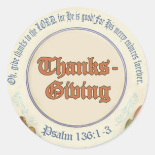 Christian Bible Verse Thanksgiving Classic Round Sticker