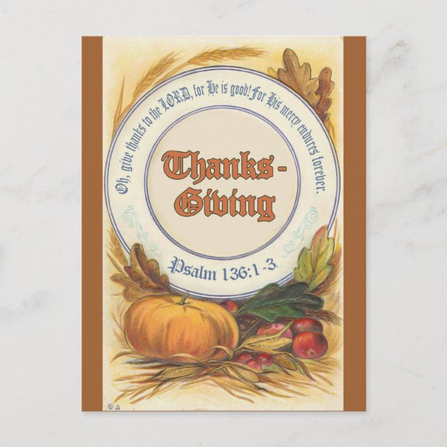 Christian Bible Verse Thanksgiving Holiday Postcard (Front)