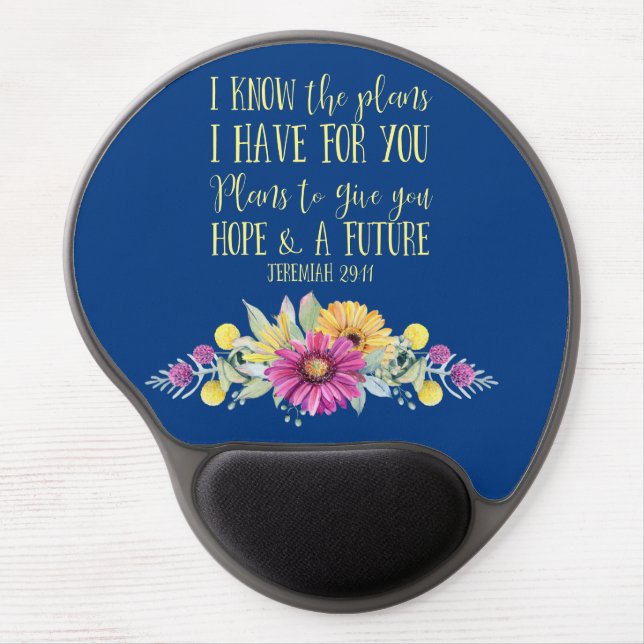 Christian Bible Verse Typography Floral Gel Mouse Pad (Front)