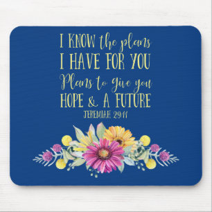 Christian Bible Verse Typography Floral Mouse Pad