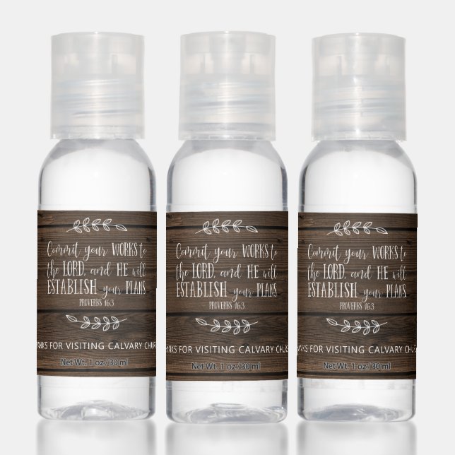 Christian Bible Verse Typography Rustic Wood Hand Sanitizer (Set)