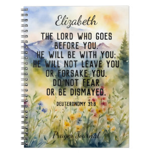 Christian Bible Verse Watercolor Mountains Name Notebook