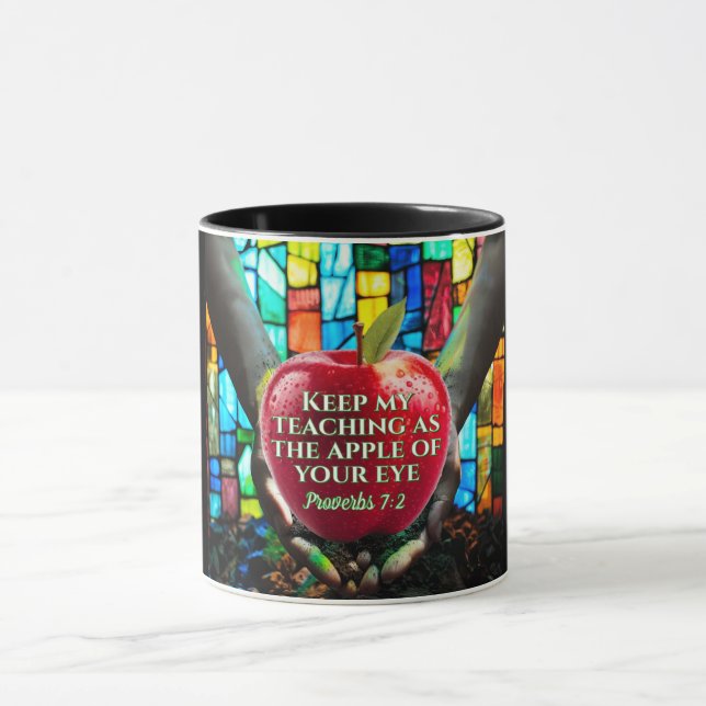 Christian Bible Verse With Apple Stain Glassed Mug (Center)