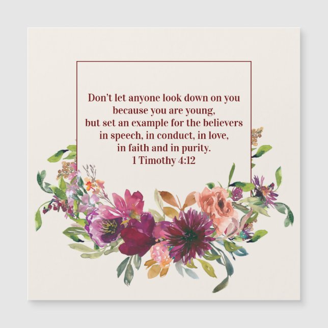 Christian Bible Verse Youth Burgundy Floral (Front)