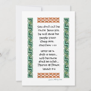 Christian Bible Verses Calligraphy Celtic Knot Holiday Card