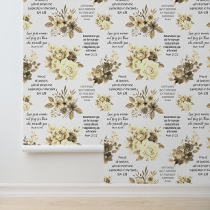 Christian Bible Verses on PRAYER Floral Wallpaper
