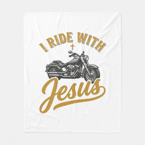 Christian Biker I Ride With Jesus Vintage Motorcyc Fleece Blanket